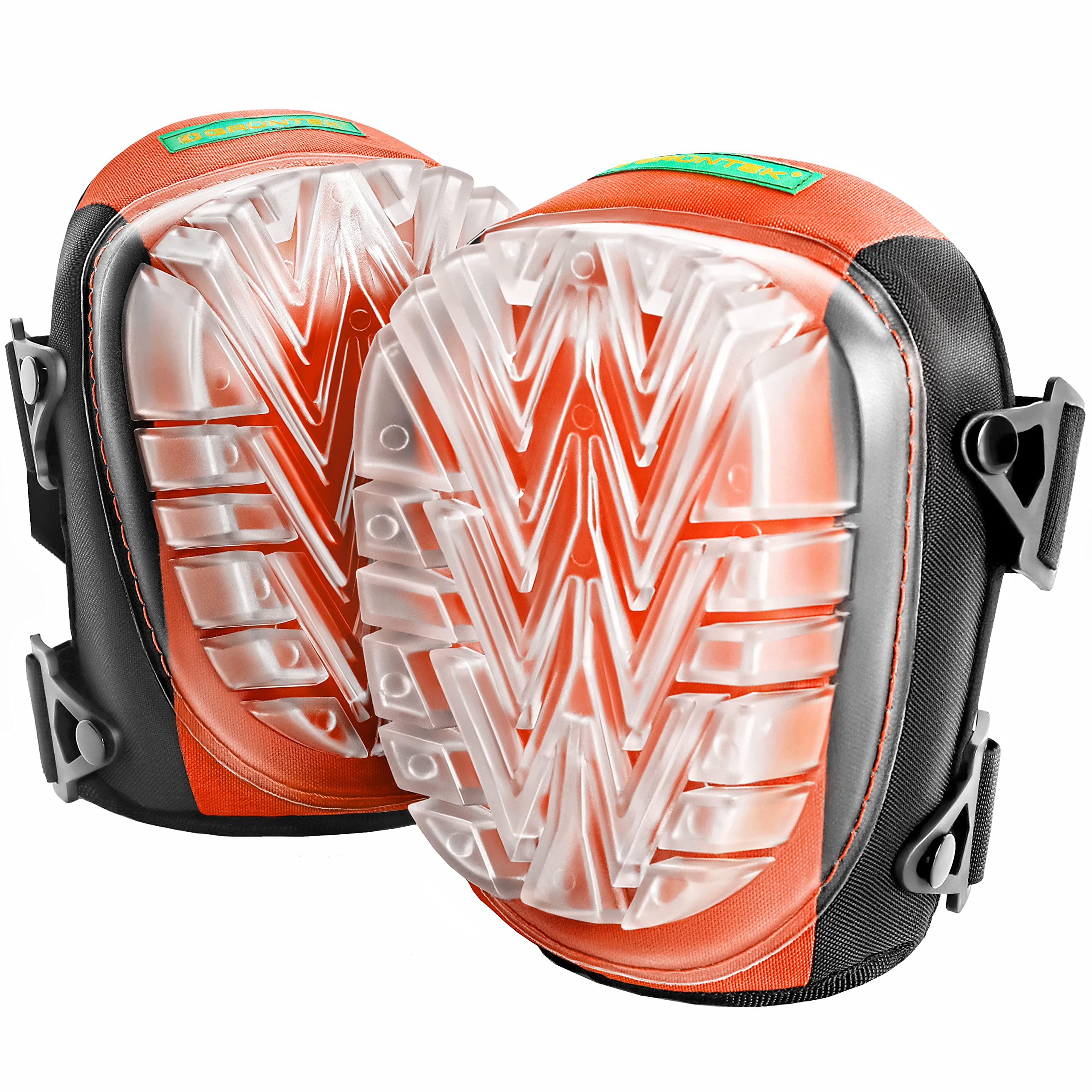 GRÜNTEK Work Knee Pads SOFT GEL. Heavy Duty Foam Knee Pads with 2 Straps, Breathable Inner Layer, High External Protection for Hard Surfaces. For Gardening, Flooring, Roofing.