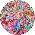 GMMA Transparent Pony Beads Bulk for Bracelet 1000 Pcs Beads for Jewelry Making 6x9 mm Colorful Plastic Beads are Used for DI