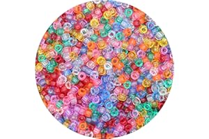 GMMA Transparent Pony Beads Bulk for Bracelet 1000 Pcs Beads for Jewelry Making 6x9 mm Colorful Plastic Beads are Used for DIY Bracelets Necklaces Jewelry Accessories Costume and Home Decoration