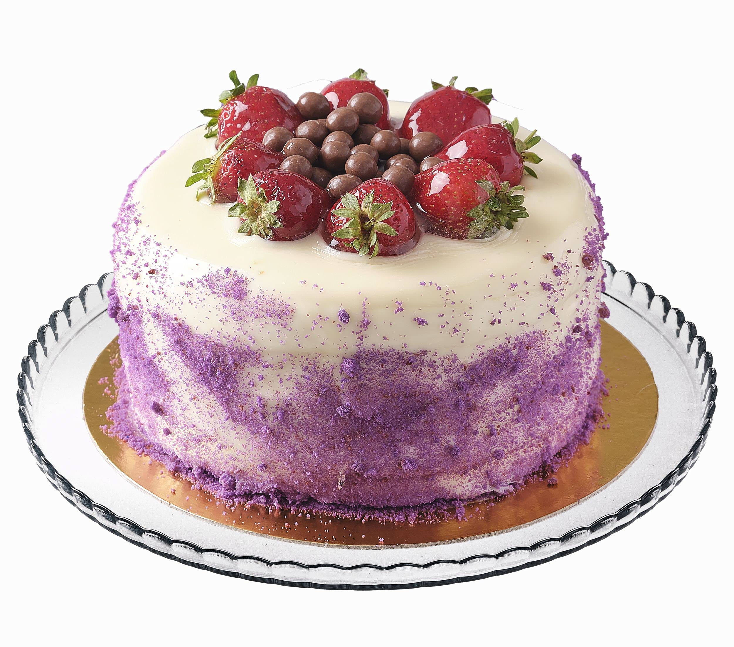 Photo 1 of DESTALYA Cake Stand Glass Plate 12.60'' | Round Platter Serving Tray for Cupcakes Pies Cheese Charcuterie Salad Snacks Patisserie Display | Plateau à Gâteau