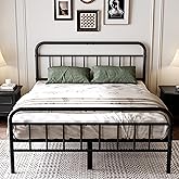 Easllre 14Inch Metal Bed Frame,King Size Bed Frame with Storage Space,Heavy Duty Sturdy Mattress Foundation,Easy Assembly,No Box Spring Needed,King