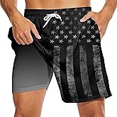 baprrjy Mens Swim Trunks with Liner Breathable Compression Swim Shorts with 3 Pockets Flag Bathing Suit for Beach