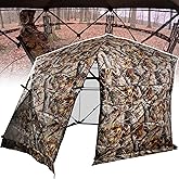 ShedOFF Extra Large Hunting Blind 4 Person with Portable Hunting Chair, 288/360 Degree See Through Pop up Ground Blinds for Deer Turkey Duck Hunting, Bow Hunting Adjust Windows with Silent Zipper