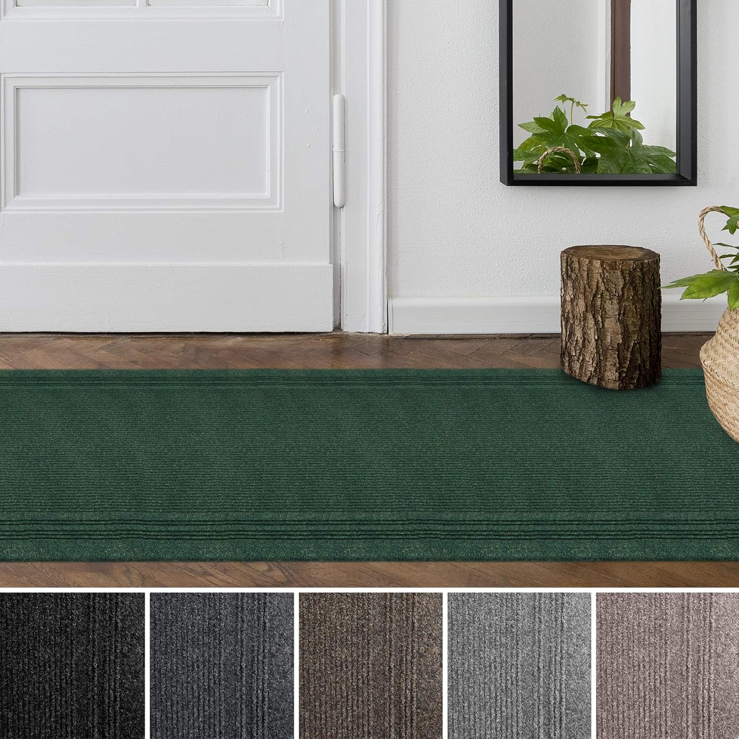 iCustomRug Tracker Indoor/Outdoor Utility Carpet Runner with Ribbed Border 26" x 6' in Green