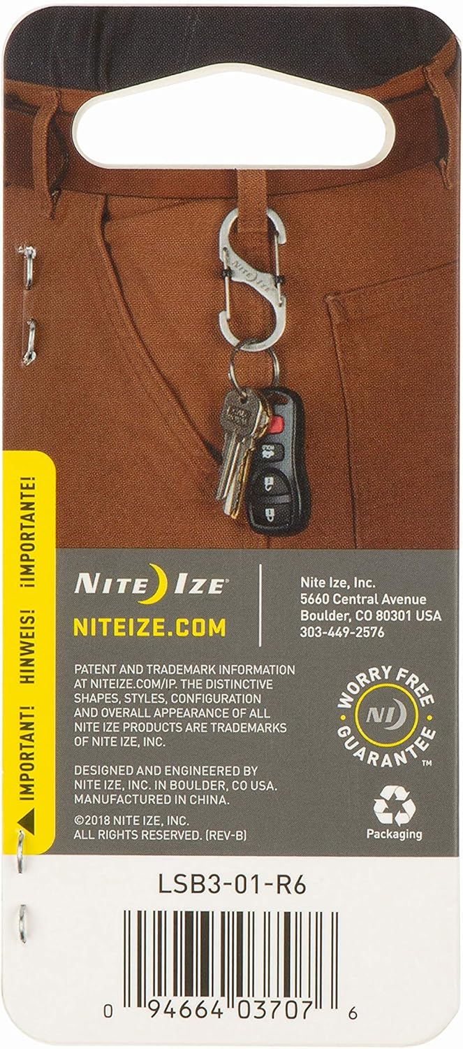 Nite Ize LSB3-01-R6 S-Biner SlideLock Dual Locking Carabiner, Size #3, Black - - 