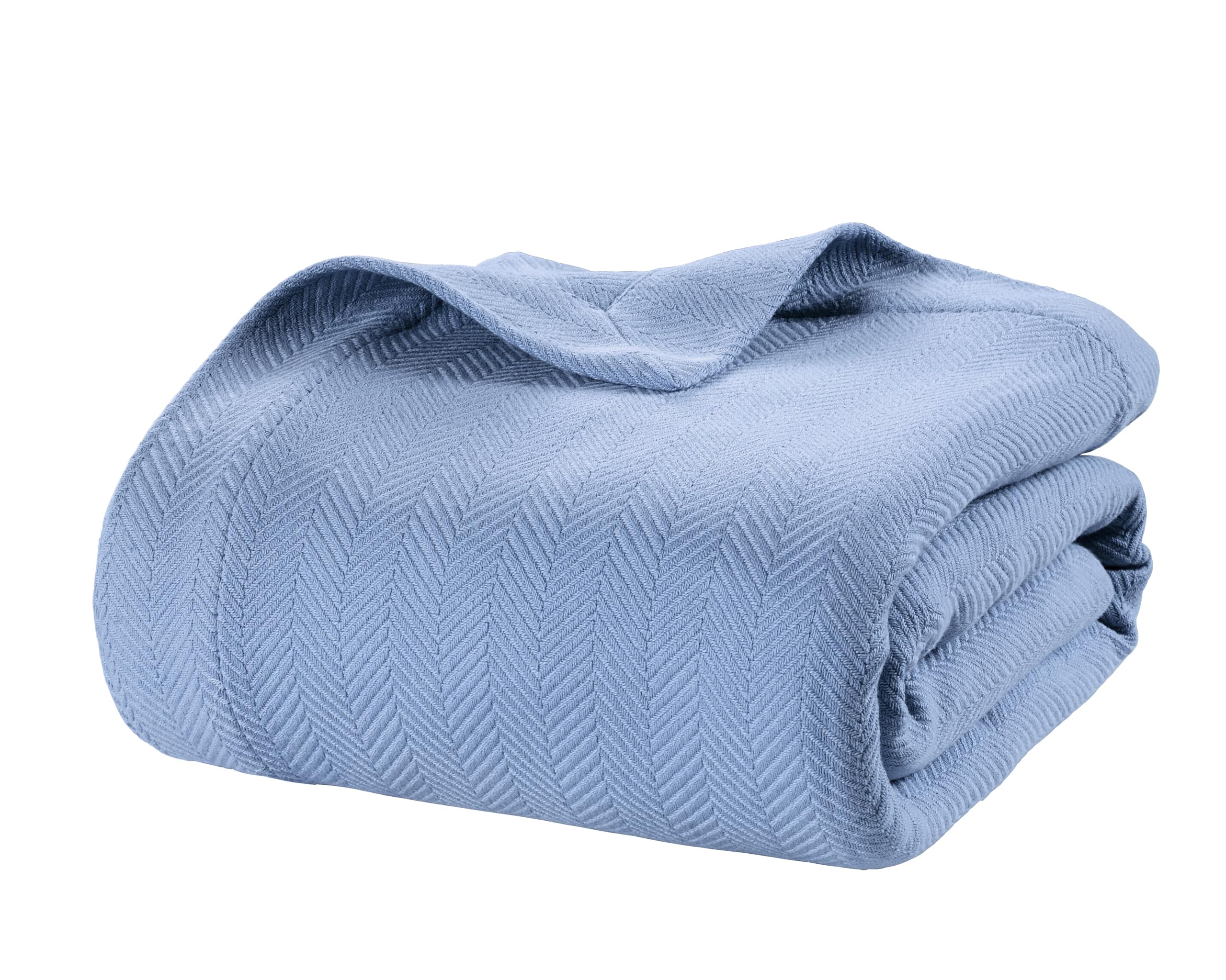 Photo 1 of LANE LINEN Blanket Twin Size for Bed - 100% Cotton Bed Blanket 350 GSM - Cozy, Soft & Medium Weight for All Season Use (68"x90") - Perfect for Twin/Twin XL Bedding - Oeko-TEX Certified - Light Blue