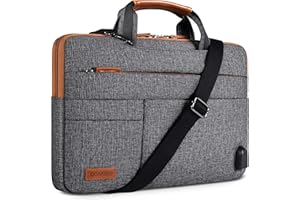 DOMISO 15 Inch Multi-Functional Laptop Sleeve Business Briefcase Messenger Bag with USB Charging Port for 15-15.6" Laptop/App