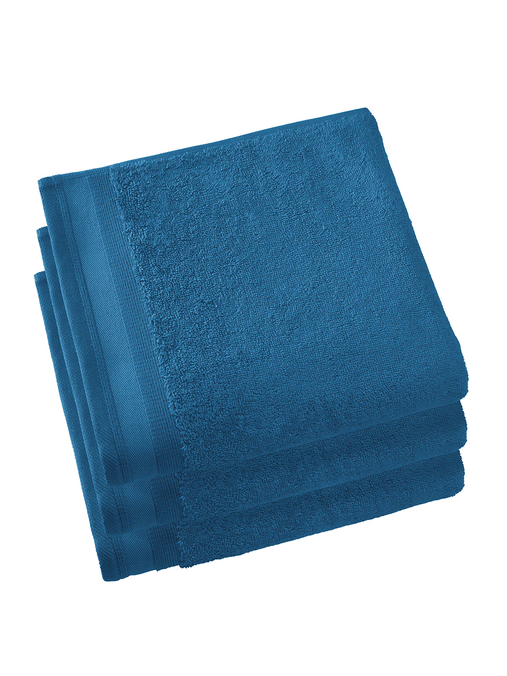 De Witte Lietaer Contessa Luxe Set of 3 Bath Towels, Cotton, Pacific Blue, 50 x 100 cm