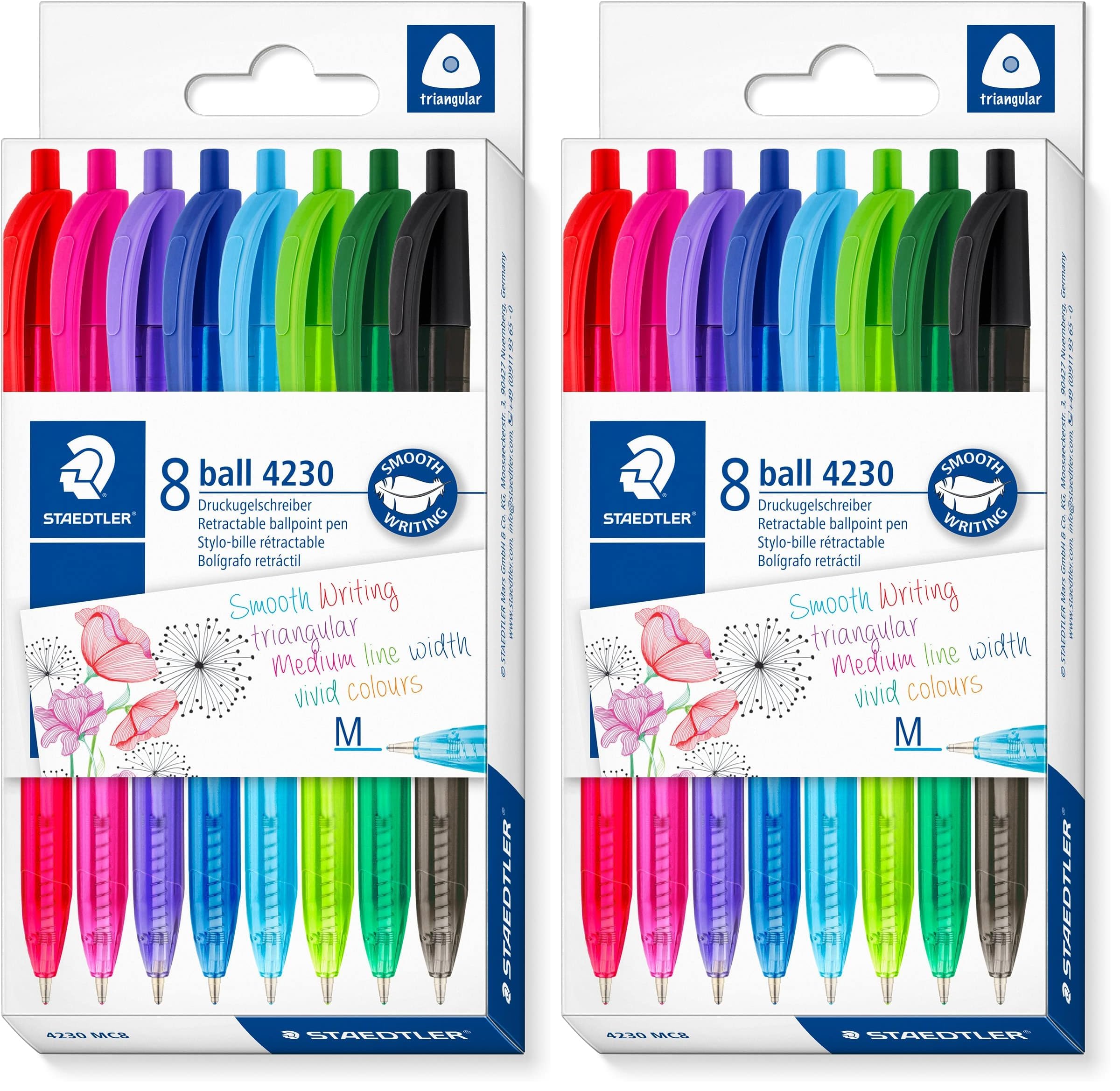 STAEDTLER 4230 MC8 Retractable Rainbow Ballpoint Pen - Assorted Colours (Pack of 16)
