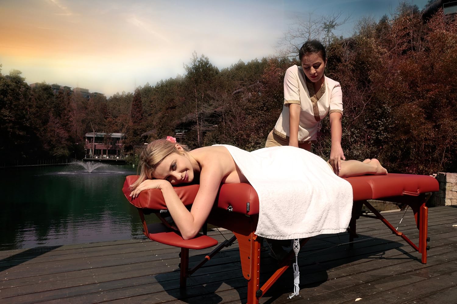 Master Massage Santana Therma Top Memory Foam Portable Massage Table Package, Mountain Red, 31 Inch: Health & Personal Care