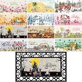 Nuanchu 12 Pack Seasonal Doormat Inserts, 10x22 in, Interchangeable, Vivid | Fall Halloween Christmas Holiday Rug Insert Decor, Front Door Indoor Outdoor Entrance Welcome Door Mat, Non Slip Diatom Mud