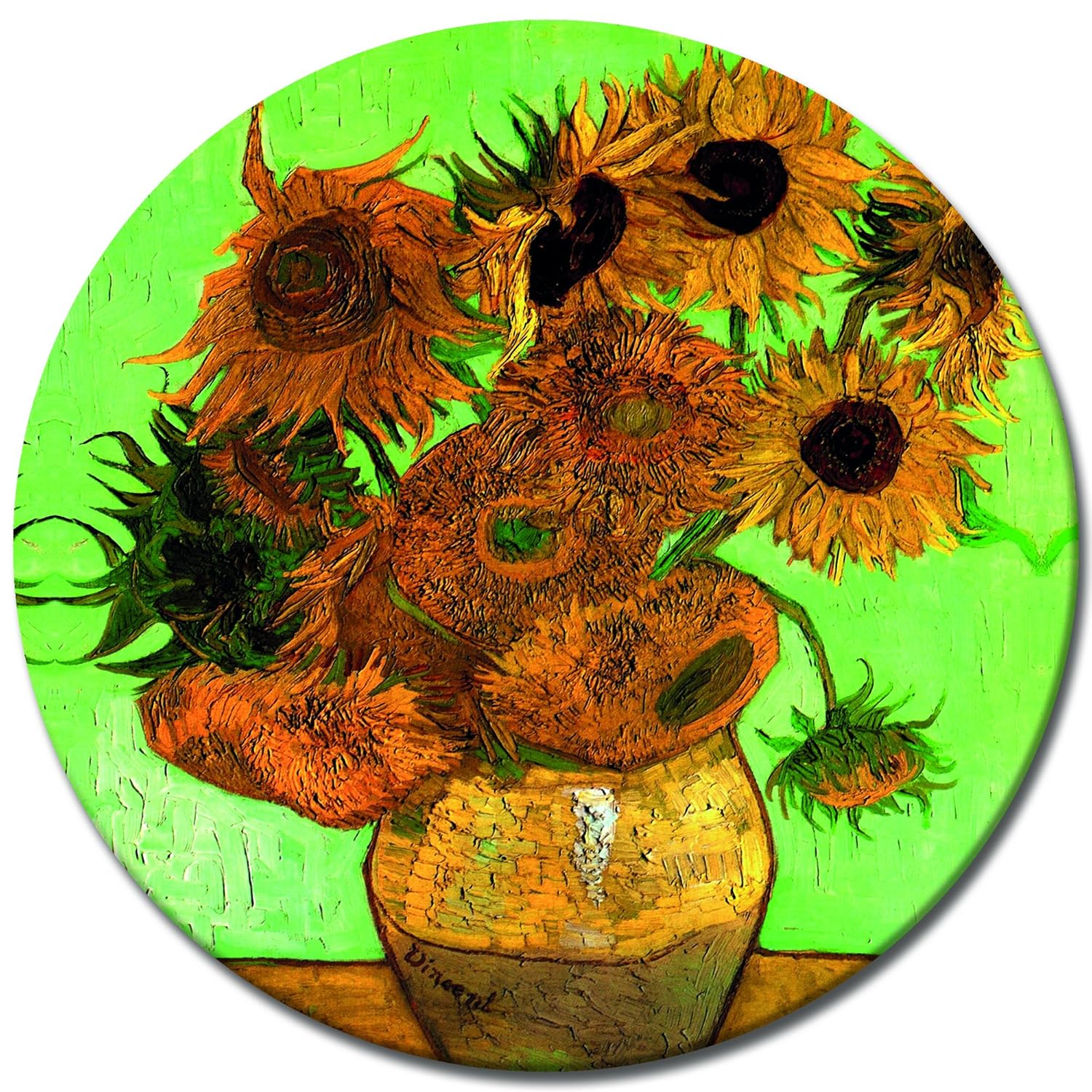 Vase Avec Douze Tournesols Rond 40 Cm Bilderdepot24 Art Print Vieux Maitres Vincent Van Gogh Images Sur Toile Toile Deco Imprimee Tableau Toile Photo Sur Toile Dessins