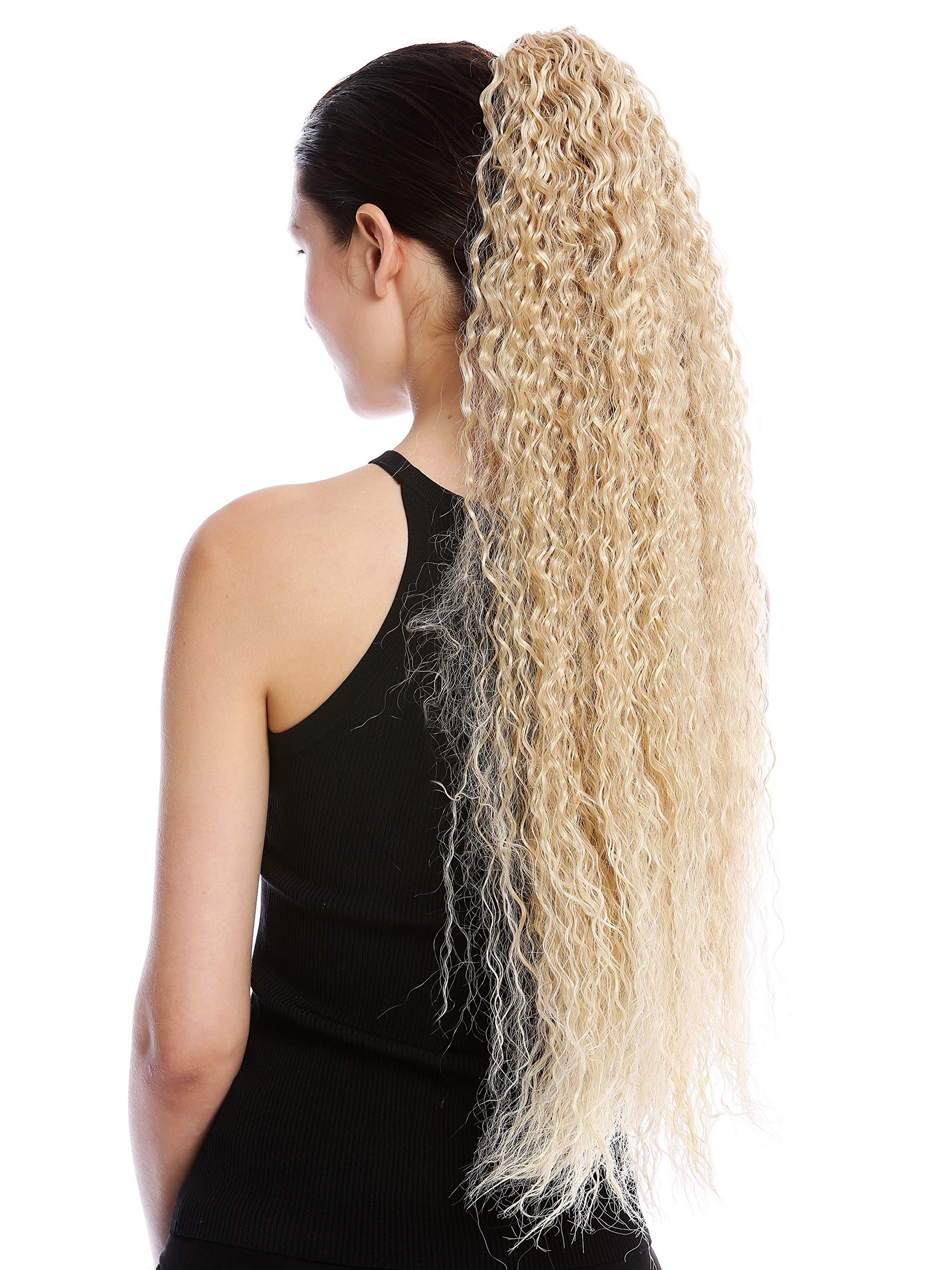 WIG ME UP - N857-V-24BT613 Ponytail Hairpiece Extensions extremely long voluminous curled kinks kinked beach bleach blond platinum highlights 29inch
