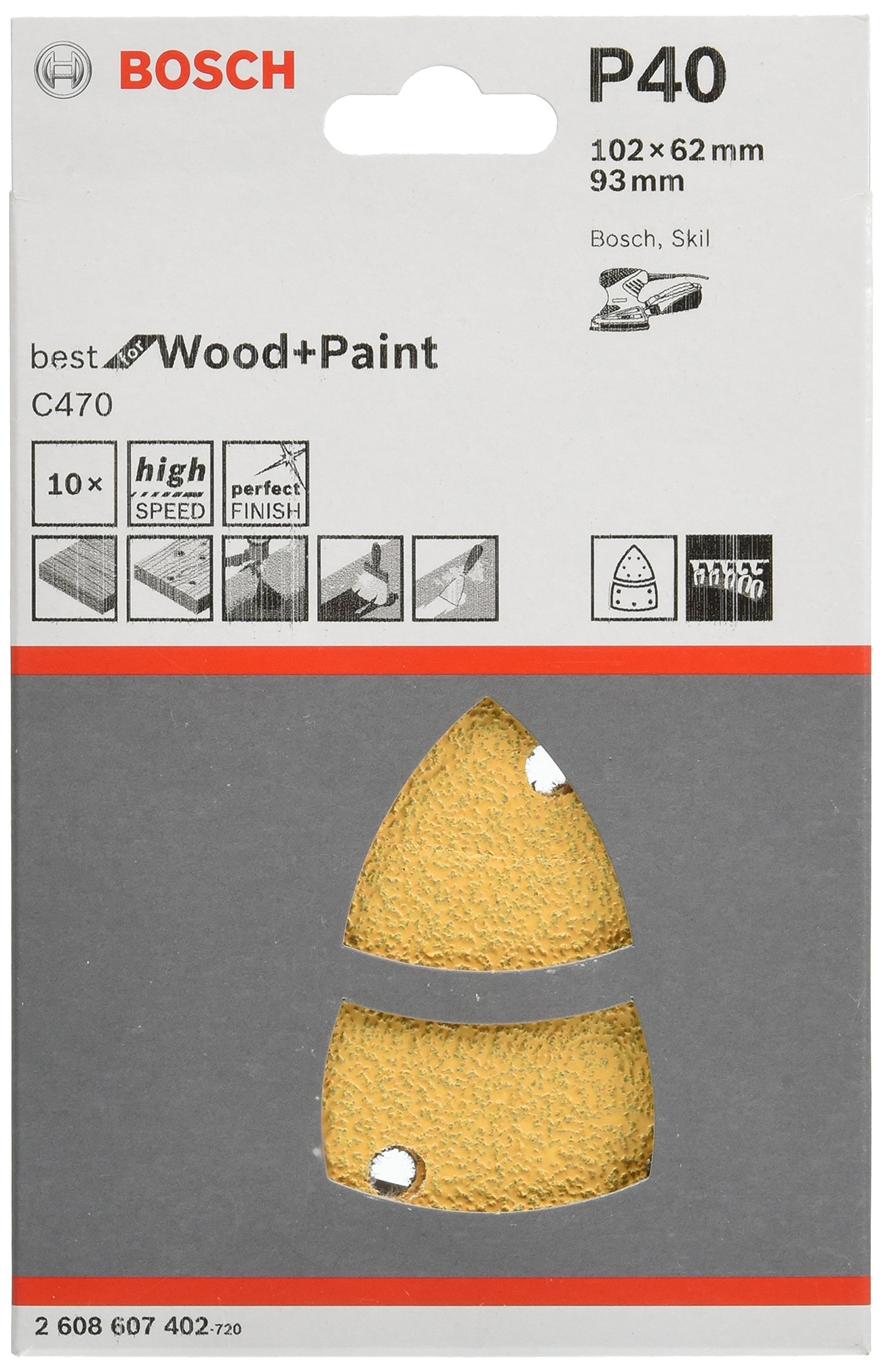 Bosch 2608607402 102 x 62 x 93 mm Sanding Sheets for Multi-Sanders