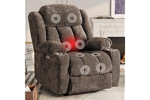 ABCASA Large Power Lift Chairs Recliners for Elderly with Heated and Massage, Upgraded Chenille Lift Chairs Recliners, USB-A and USB-C, Cup Holder, Side Pocket, Brown