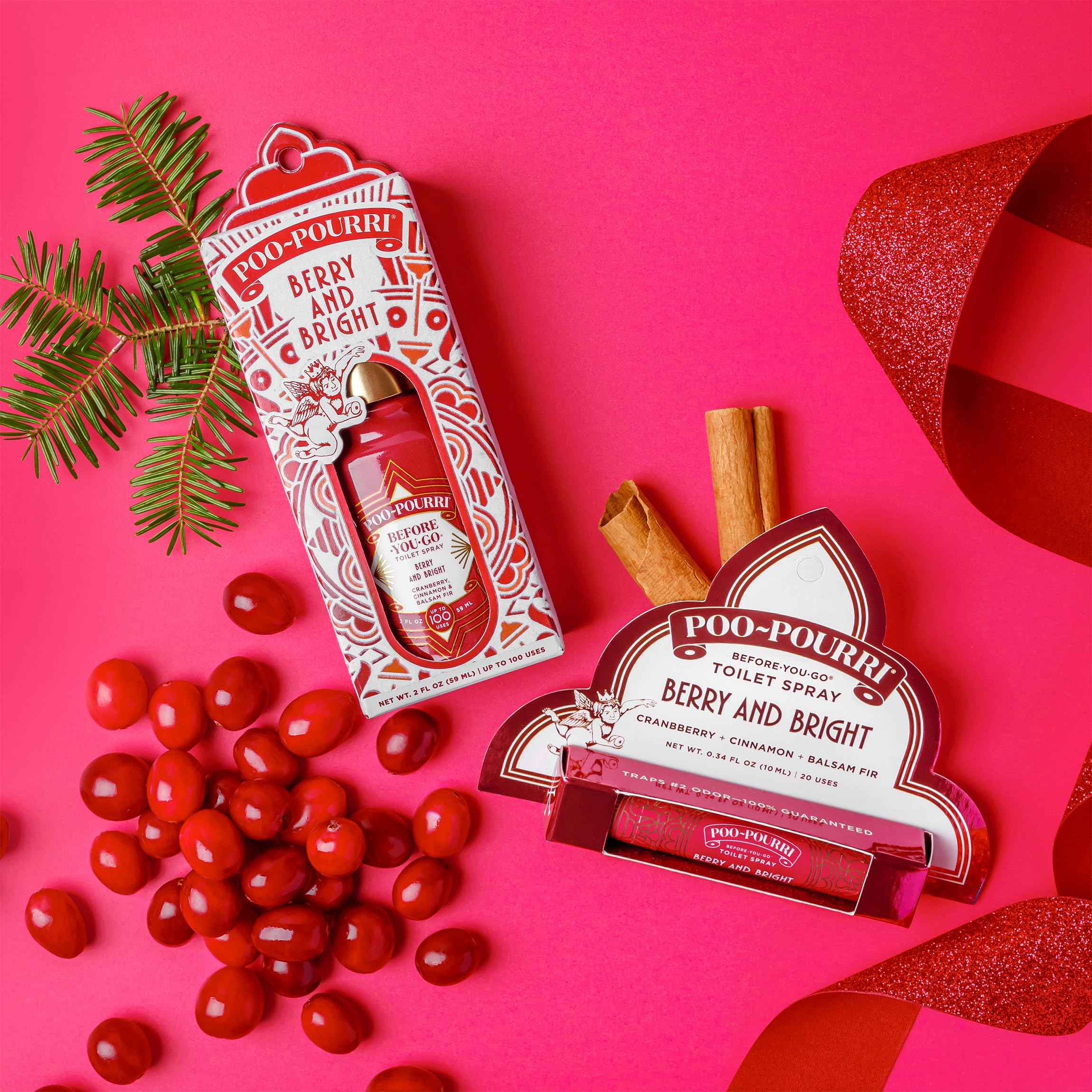 Poo-Pouri Before-You-Go Holiday Toilet Spray, Berry and Bright, 2 Fl Oz - Cranberry, Cinnamon and Balsam Fir