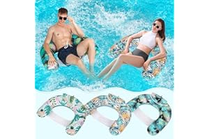 OKSUWATER Pool Floats - Pool Floats Adult - 3Pack Inflatable Pool Float Chairs - Fun Floaties Non-Stick with Two Cup Holders, Pool Toys for Adults Swimming Party Lake River