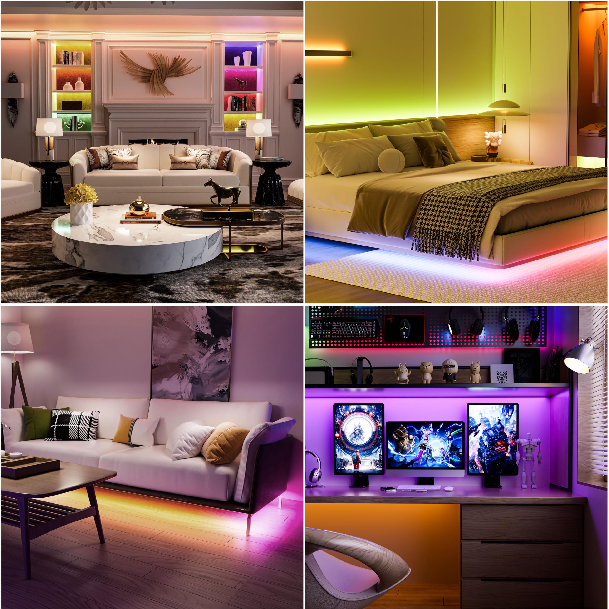 OULARA WIFI RGB COB LED Streifen 6M Dimmbar LED strip Licht DC24V,Farbe Wechsel Smart Funktioniert mit Tuya/Alexa/Google Assistant,Mehrfarbiges Flexibles LED band Licht für home DIY Dekoration 7