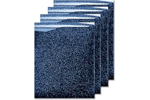 MiPremium Glitter Heat Transfer Vinyl, HTV Iron On Vinyl (Pack of 4 Sheets), for T Shirts Sports Clothing Other Garments & Fabrics, Easy to Cut Press & Apply Blue Glitter Ironon Vinyl (Navy Blue)
