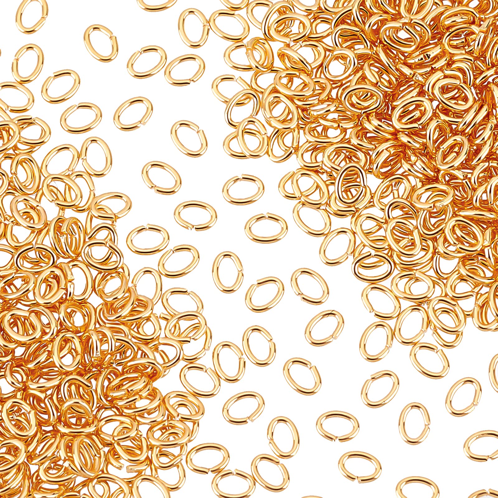PH PandaHall 500pcs Oval Jump Rings 18K Gold Plated Open Ring Connectors 3x4mm Brass Open Jump Rings 21 Gauge Jewelry Jump Rings for Earring Necklace Bracelet DIY Craft Jewelry Making Findings