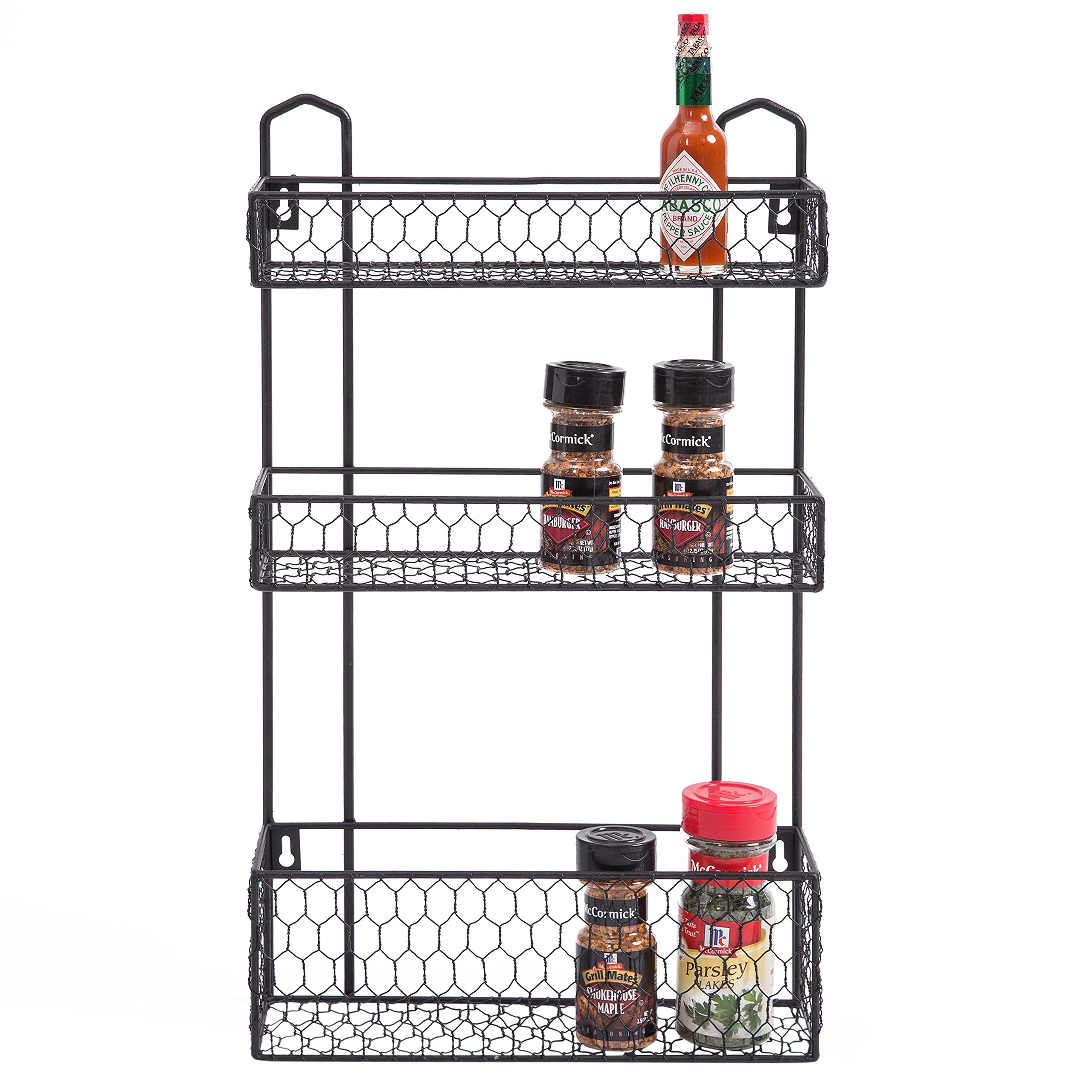 3 Tier Rustic Chicken Wire Wall Hanging Bathroom Organizer Shelf