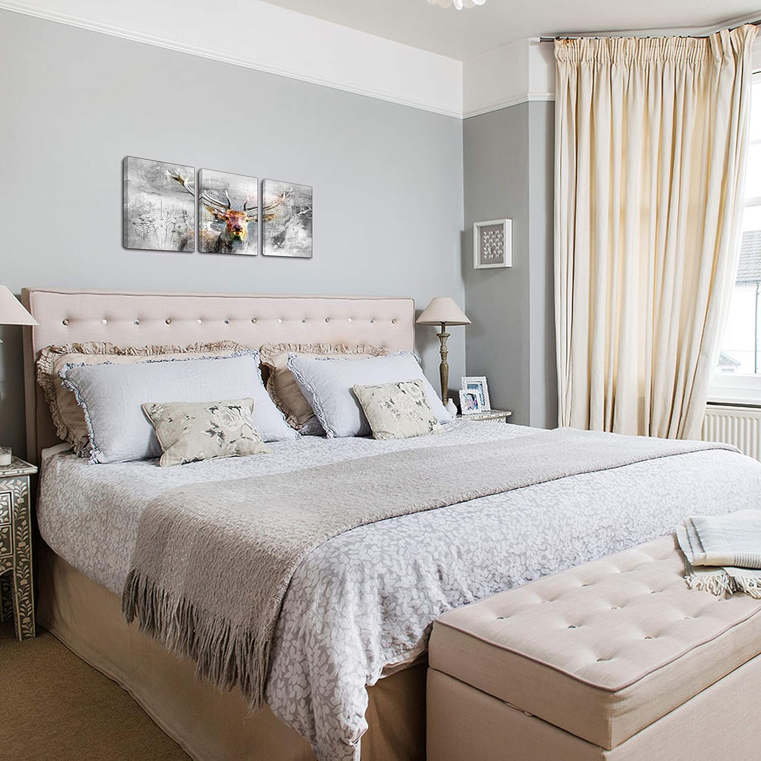 Wolf Painting Picture Animal Canvas Print Wall Art Ready To Hang For Living Room Bathroom Bedroom Decor With Frame Green Posters Prints