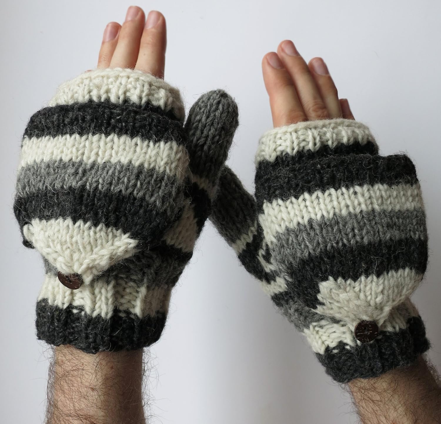 Artisan Pure Wool Artisan Fingerless Gloves with Pouch Andean Design