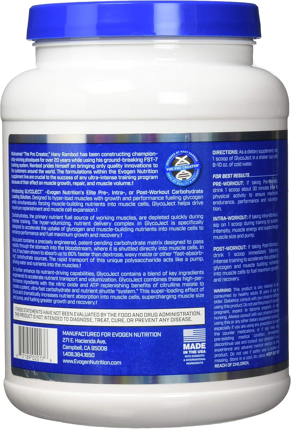 Evogen GlycoJect Extreme Karbolyn® Carbohydrate Powder