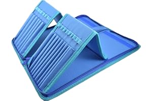 MyArtscape Paint Brush Holder, Blue Case Organizer for 15 Long Handle Brushes - Art Storage for Acrylic, Oil & Watercolor Paintbrushes - Premium Artist Quality Supplies