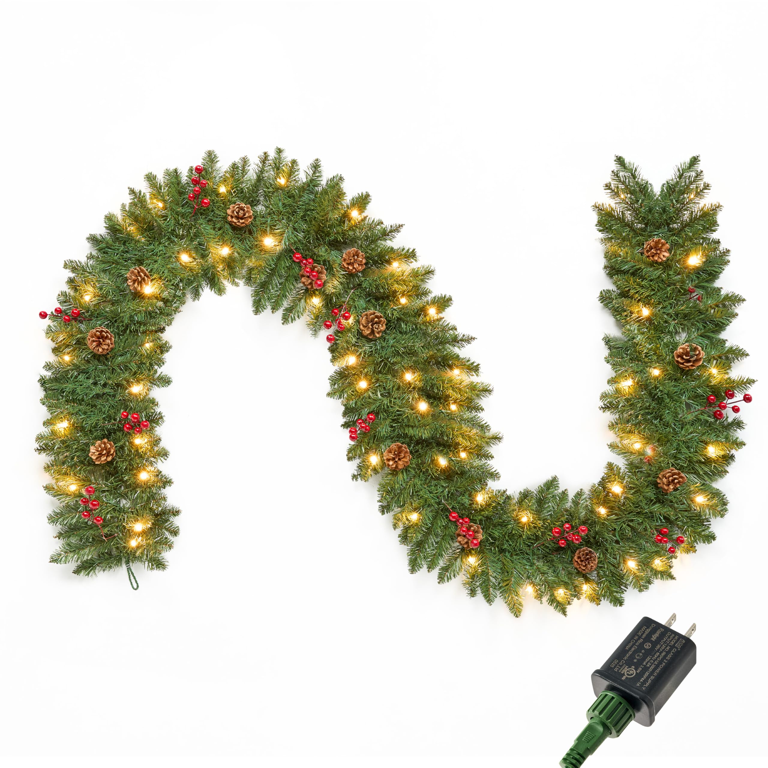 Joiedomi 9 FT Artificial Christmas Garland Prelit with 50 Count Warm ...