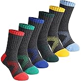 SeeyAN Kids Socks Boys Crew Athletic Half Cushioned Cotton Sport Running Breathable Socks 6 Pairs
