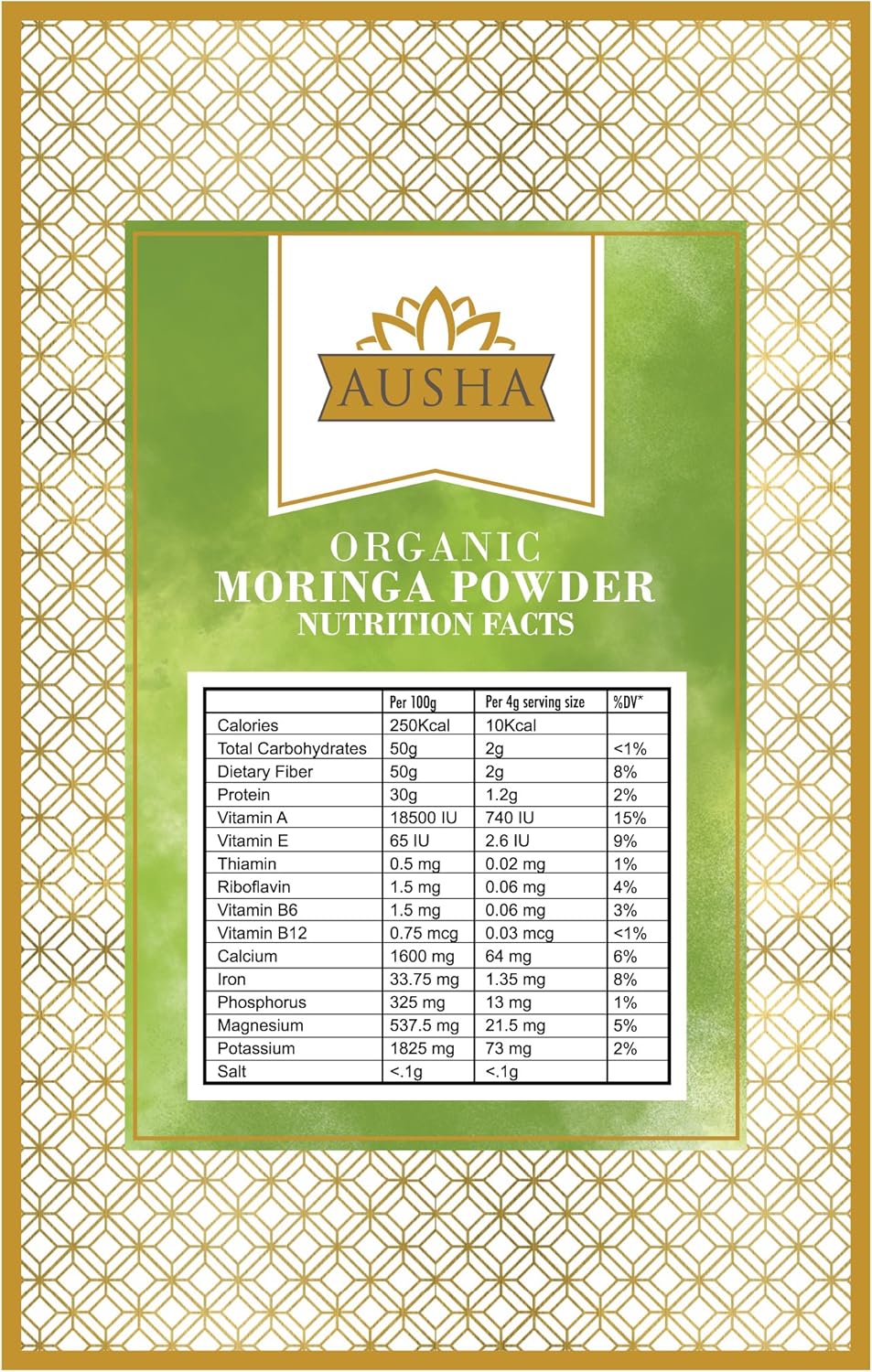 Ausha Organic Moringa Leaf Powder 200g, UK Certified Organic by Soil Association- Source of Protein, Amino Acids - Image 3