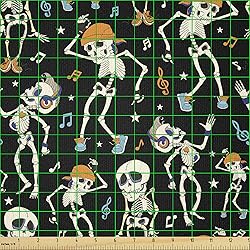 Ambesonne Skeleton Fabric by The Yard, Humorous