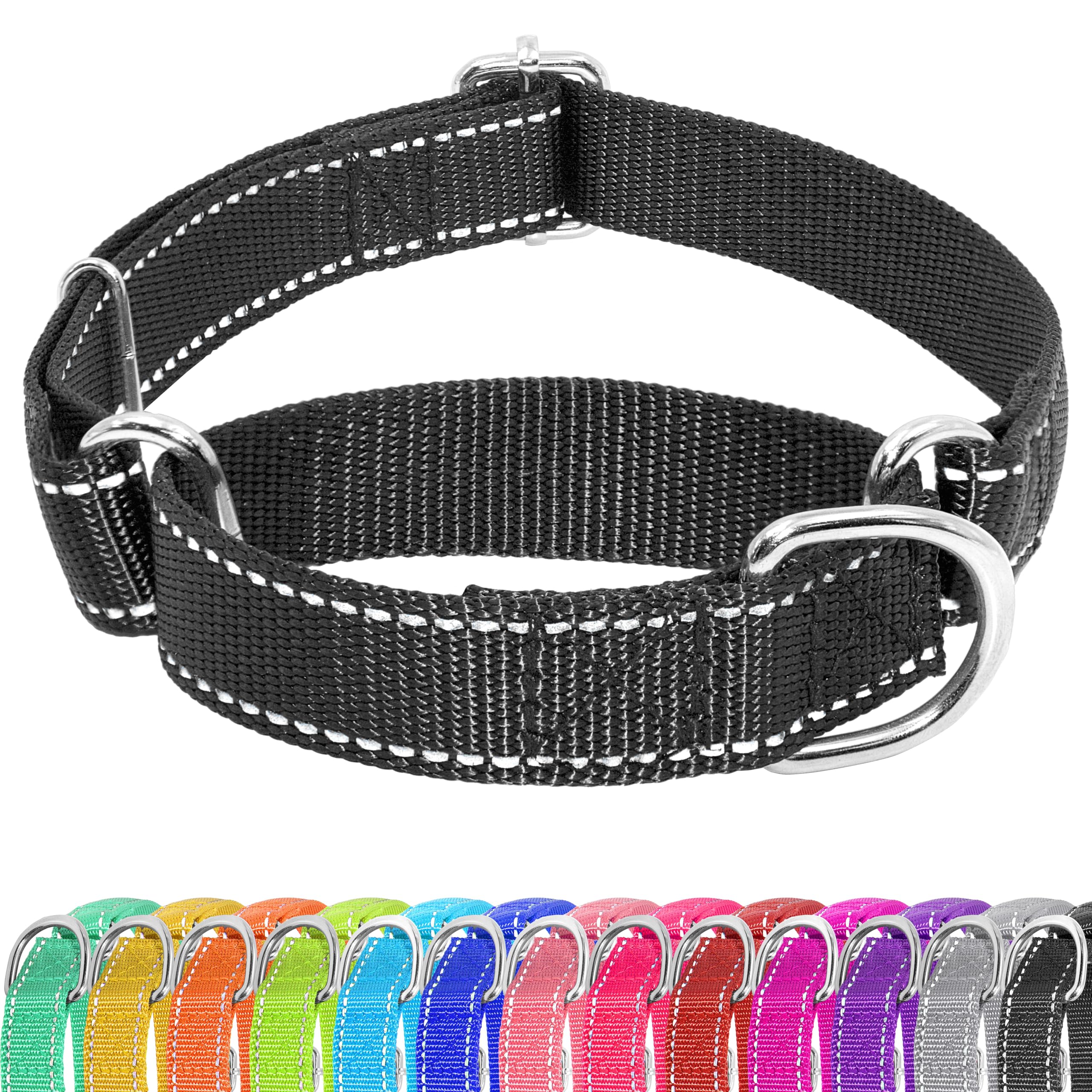 Photo 1 of Seyezo Martingale Dog Collar, Slip Martingale Collar for Dogs with No Buckle, Reflective Pet Trainning Collar for Small Medium Large Dog, Adjustable Heavy Duty Nylon No Pull Slip Collar, XS, Black