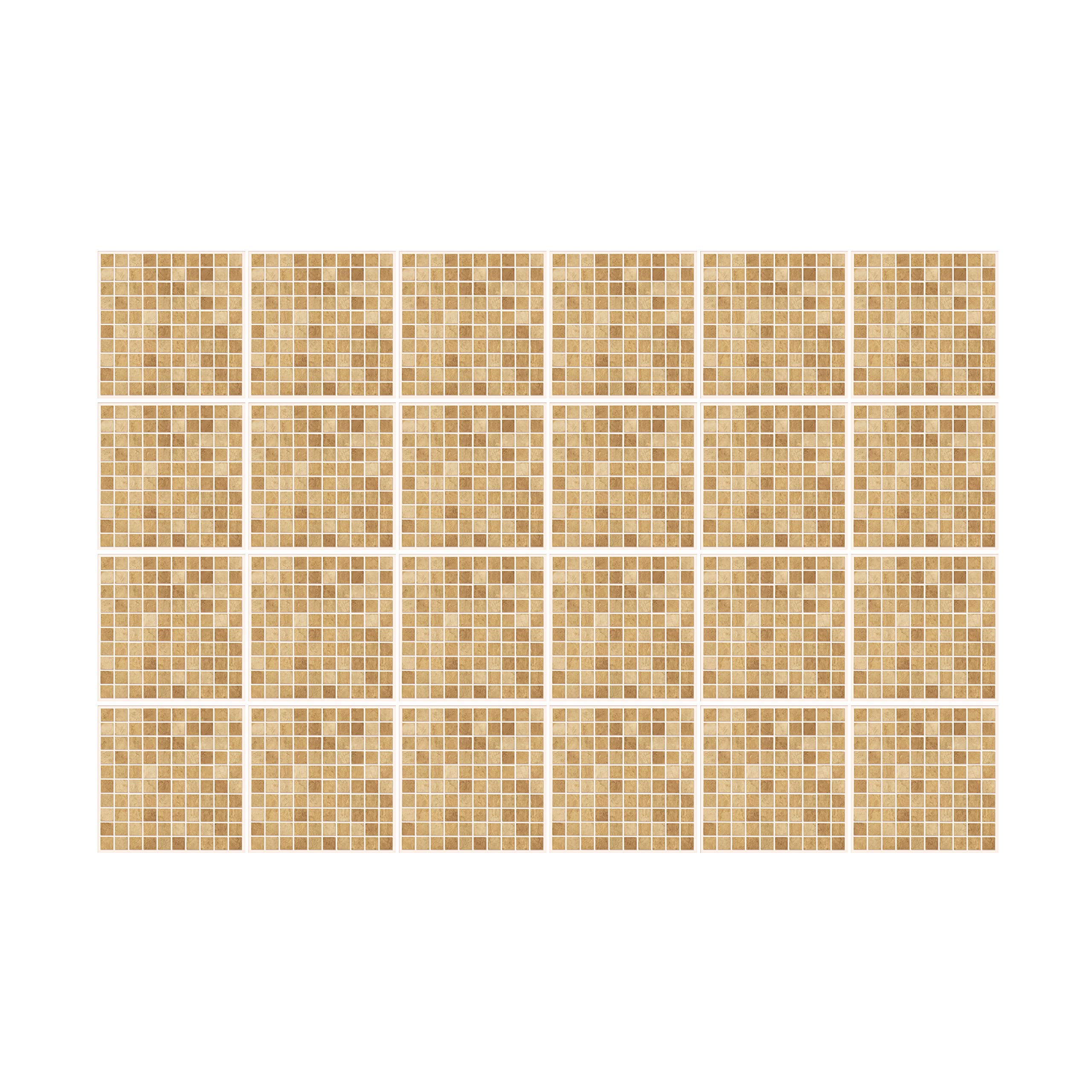 WALPLUS 15cm(6") 24 pcs Tile Stickers Boticcino Marble Mosaic Peel and Stick Backsplash Self- Adhesive Decals Vinyl Home Decors DIY Splashback Spring Easter Decoration Tile Paint Stick on Tiles