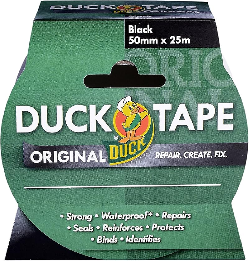 Duck Tape Original Black 50mm x 25m Waterproof Cloth Repair Adhesive Tape