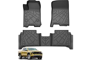 KARPAL Floor Mats for 2023 2024 2025 2026 Chevy Colorado/GMC Canyon Crew Cab, All-Weather TPE Custom Fit Floor Liners Car Accessories