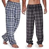 DOCKERS Fleece Pajama Pants for Men, 2 Pack Lounge Sleepwear PJs with Pockets