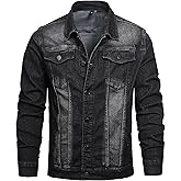 QIMYUM Jean Jacket For Men, Distressed Slim Denim Jacket