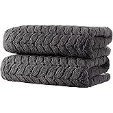 BAGNO MILANO Turkish Bath Towels, Soft Plush Jacquard Luxury Bath Towels, Quick Dry Towel Set (Charcoal, 2 pcs Bath Towel Set)