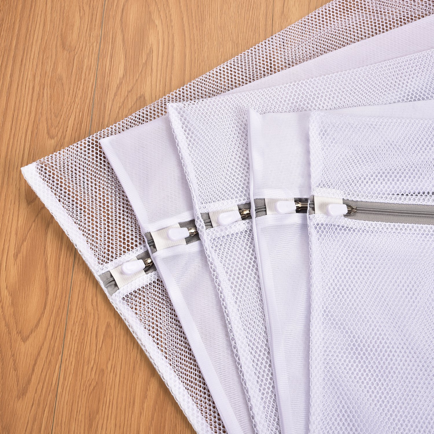 LASV Mesh Laundry Bag for Delicates,Set of 5 Reusable Washing Bags,Travel Storage Organizer Set with Premium Zipper (Fine Mesh & Coarse Mesh)