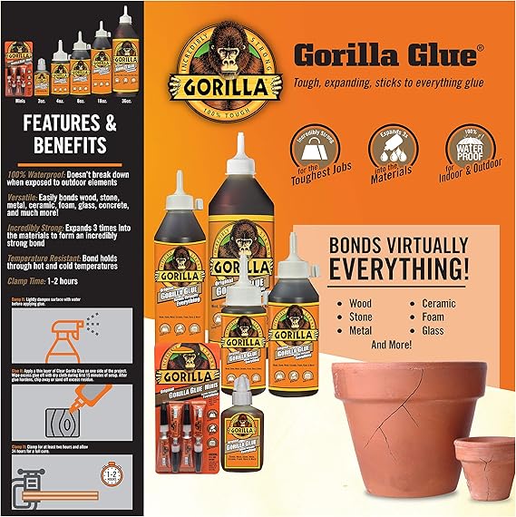 Amazon Com Gorilla Original Waterproof Polyurethane Glue 36 Ounce Bottle Brown Pack Of 1 5023601 Industrial Scientific