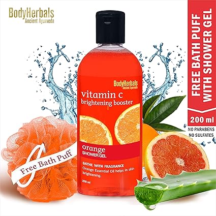 BodyHerbals Brightening Booster Orange & Aloe Vera Shower gel Body Wash With Skin Conditioning Ingredients 