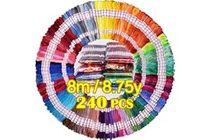 LE PAON Embroidery Floss 240 skeins 100% Egyptian Long-Staple Cotton Cross Stitch Threads -Friendship Bracelets String -Mercerized Crafts Floss Total 1920M 8M/pc 24pcs/Bag 10package