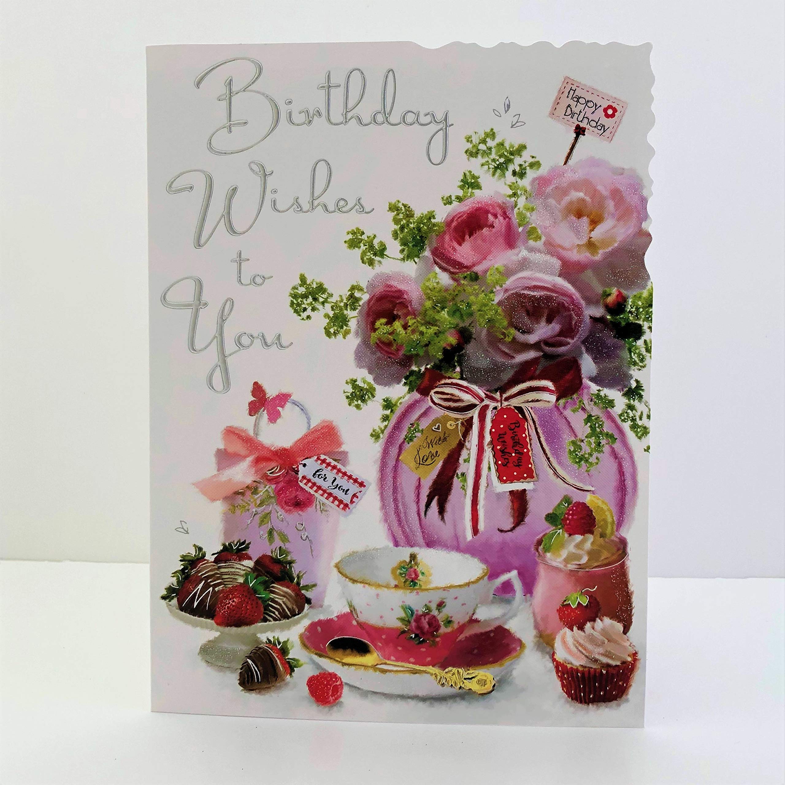 Female Birthday Card for Her - General Card for Women - Special Finishes - Artistic Floral Design - Illustrated Insert Leaf - Made in the UK