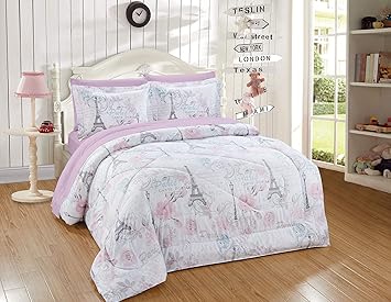 Mk Home 7pc Queen Comforter Set For Girls Paris Bedding Eiffel