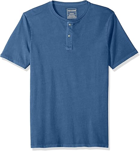 Dockers Henley - Playera de Manga Corta para Hombre, Azul (Copen Blue