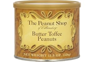 The Peanut Shop of Williamsburg Butter Toffee Toasted Williamsburg Virginia Peanuts, Handcooked , Gluten Free, Kosher Certified - 10.5 Oz Tin