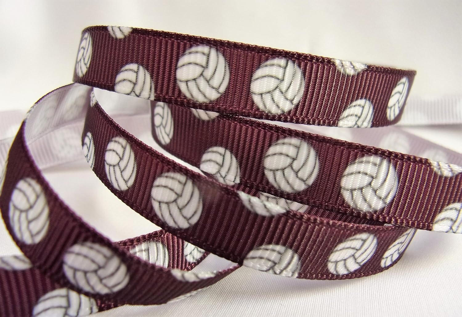Amazon Grosgrain Ribbon Maroon Volleyball Print 3 8 Wide 10 