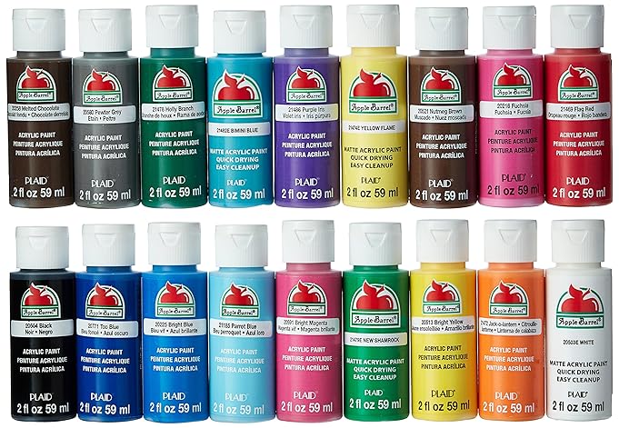 Apple Barrel Acrylic Paint Set, 18 Piece (2-Ounce), PROMOABI Best Selling Colors I
